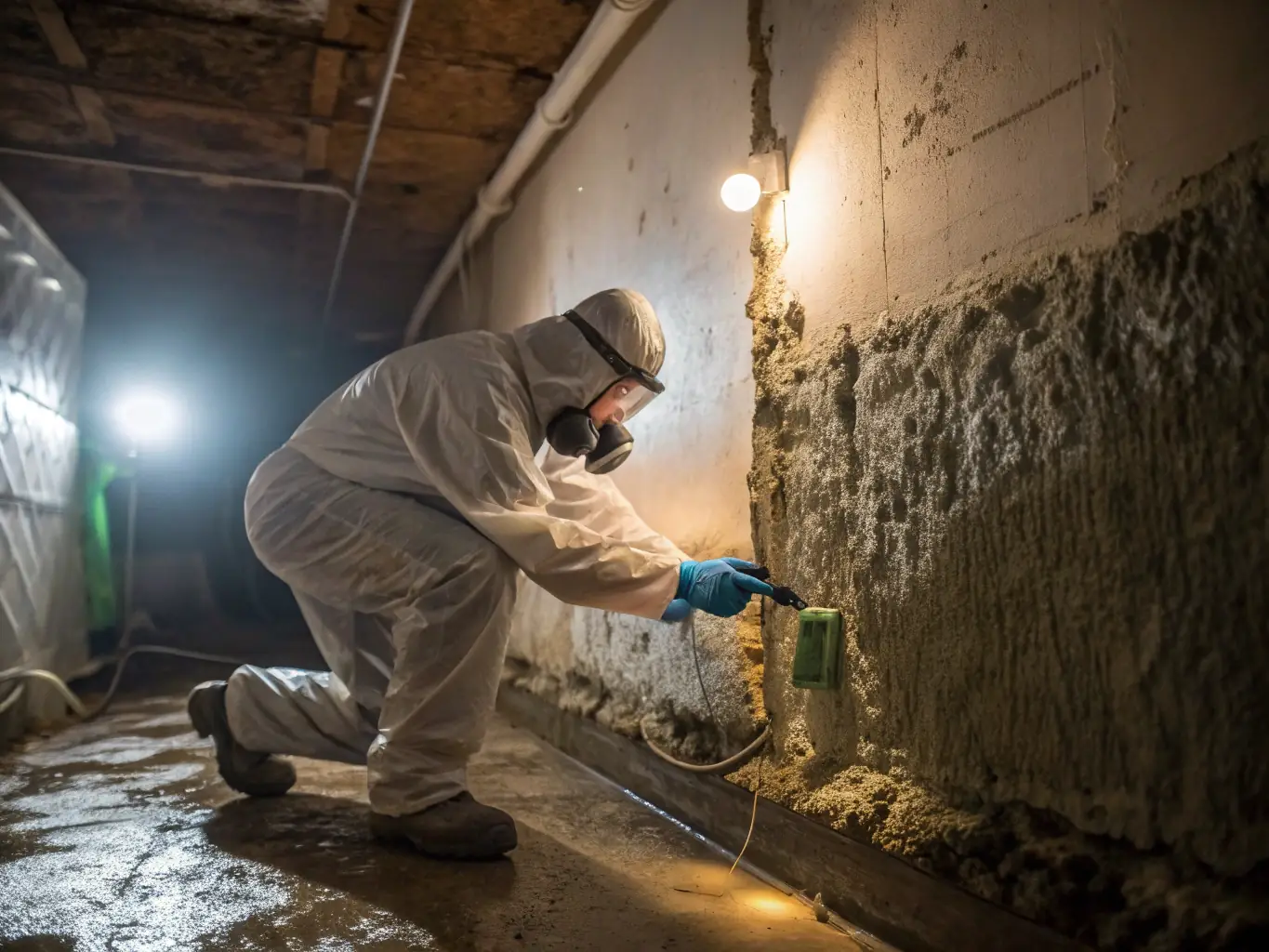 A before-and-after photo showing mold remediation by SouthEco, demonstrating their ability to eliminate mold and restore a healthy environment.